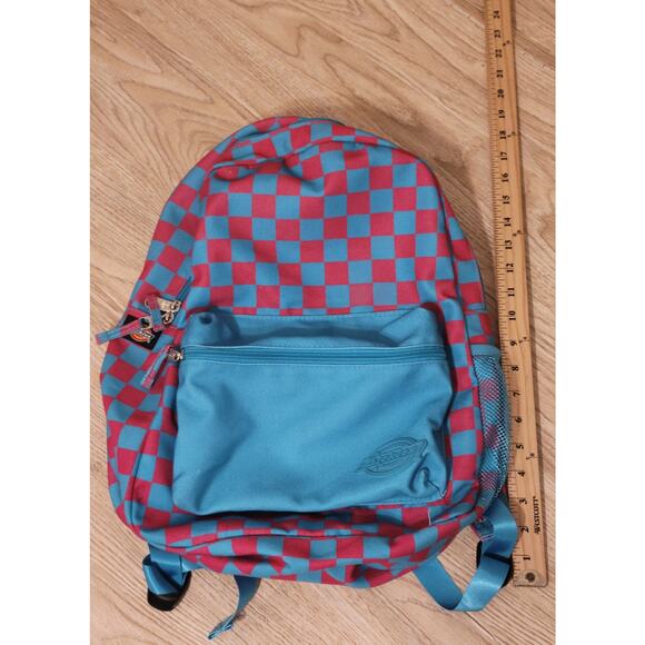 Dickies Laptop Backpack Spencers Exclusive  Blue Pink Checkered Skater Pre-owned - Picture 2 of 9